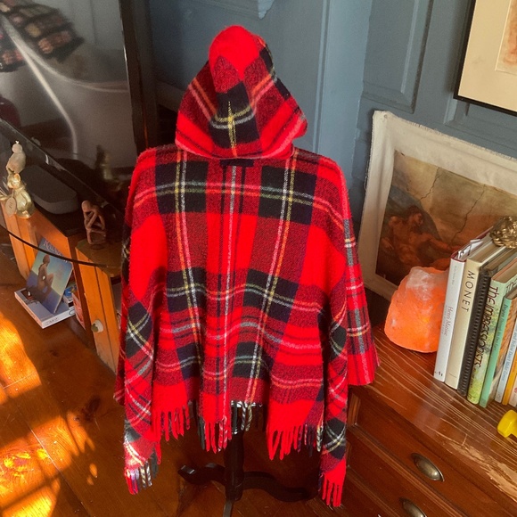 Vintage Hunter Plaid Tartan Hooded Cape - Picture 4 of 9
